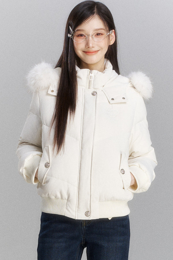 Short Hooded Down Jacket and Pants Set-Up