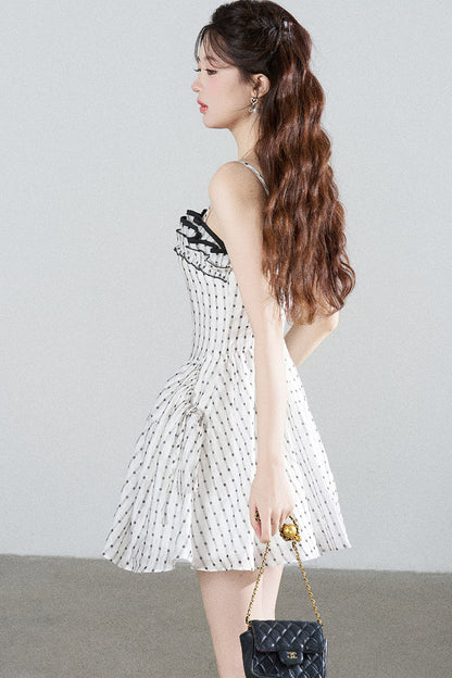 Petite Ruffled Plaid Chiffon Camisole Dress Set-Up