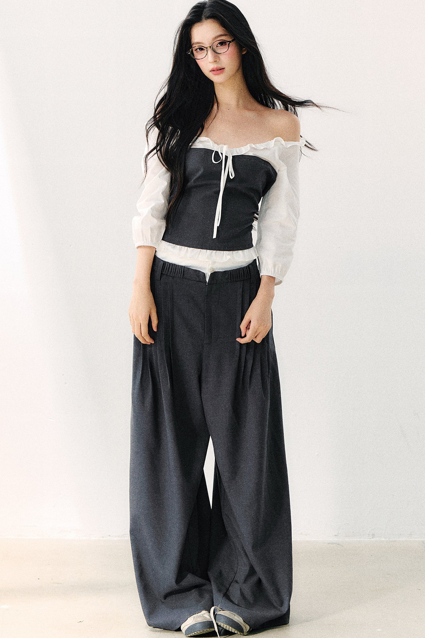 Relaxed Anti-Wrinkle Floor-Length Pants
