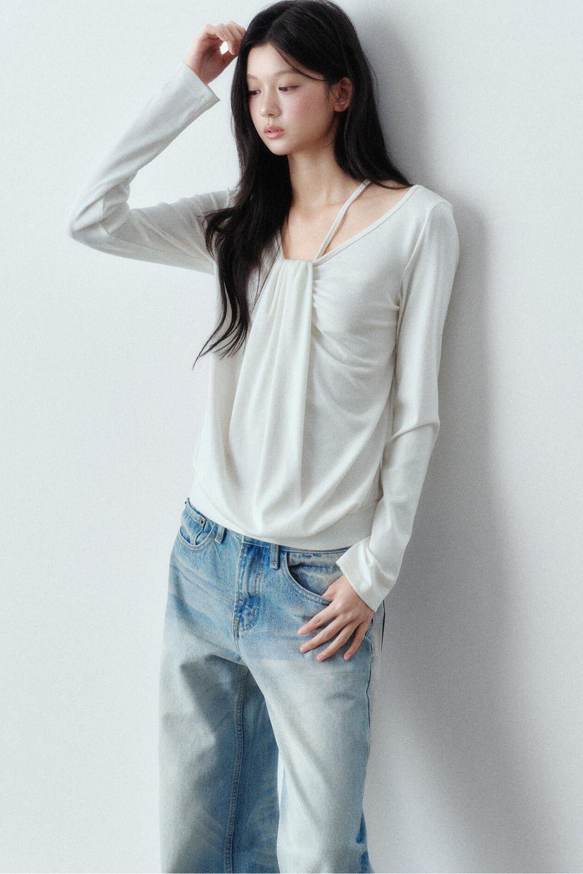 Lyocell Wool Large Round Neck T-shirt