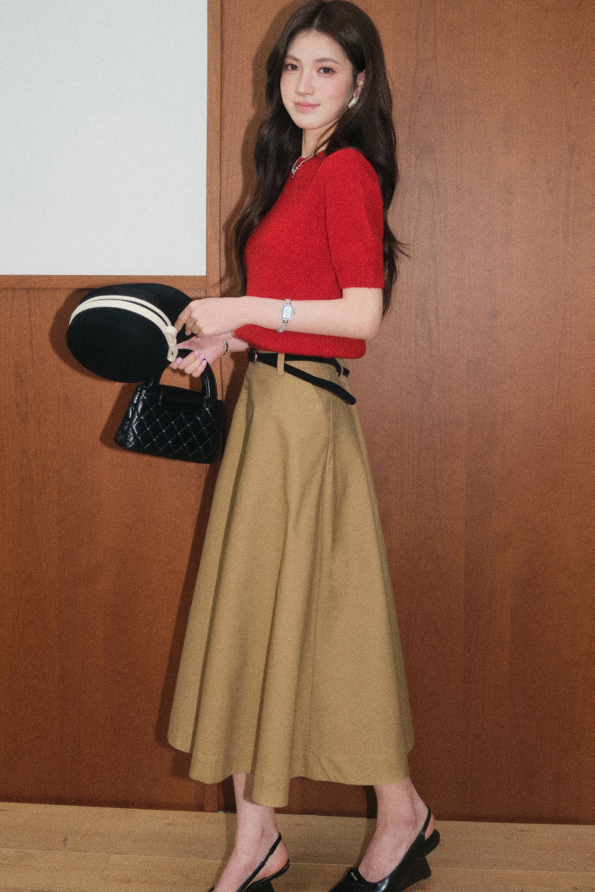 High-Waisted A-Line Skirt and Top Set-Up