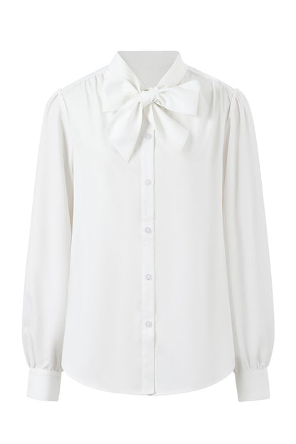 Gray Double-Breasted Knit Jacket Bow Tie Shirt Set-Up