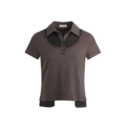 Patchwork Polo Knit Top