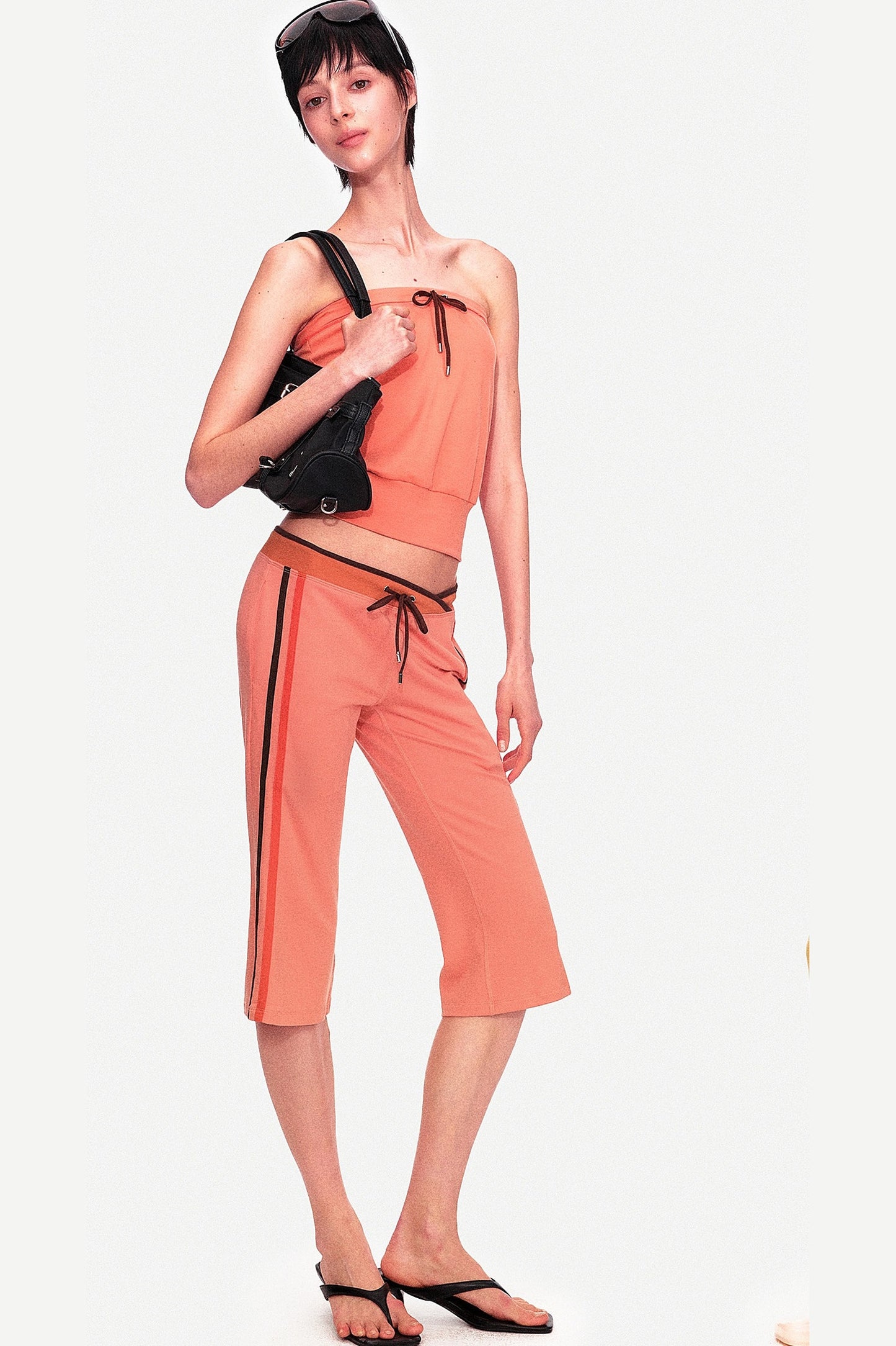 Color-Blocked Drawstring Tube Top