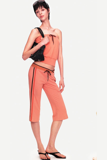 Color-Blocked Drawstring Tube Top
