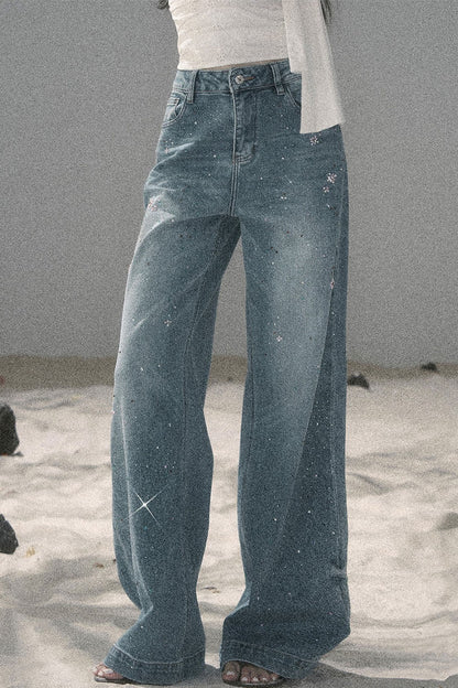 Sequin Straight Leg Jeans