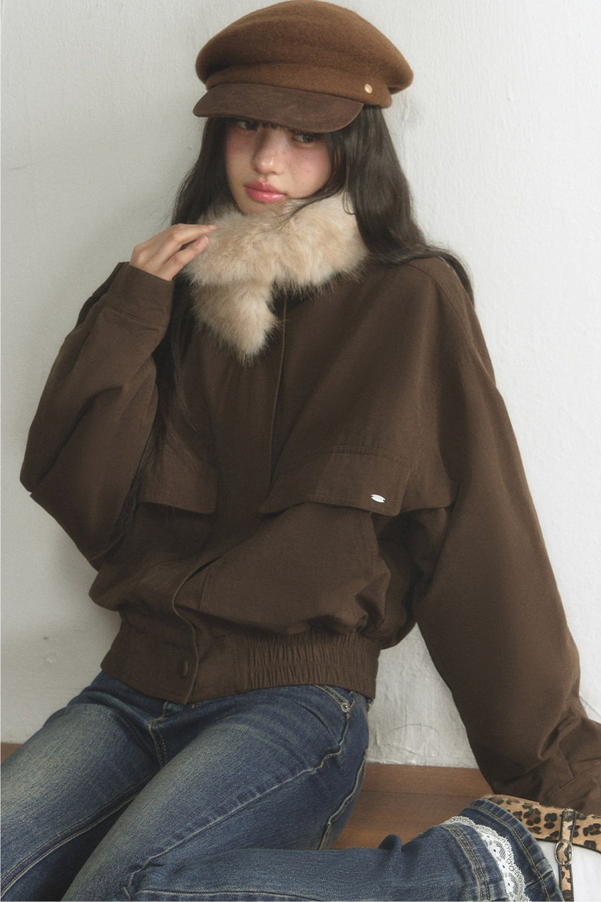 Loose Short Fur Collar Jacket