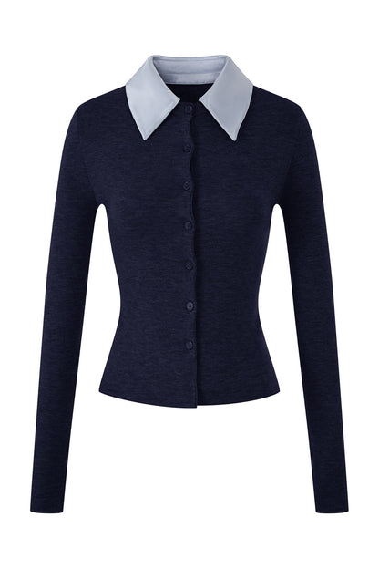 Spliced Acetate Collar Cardigan