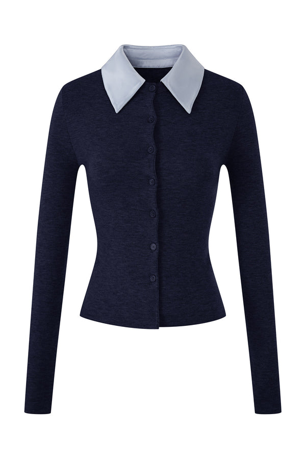 Spliced Acetate Collar Cardigan