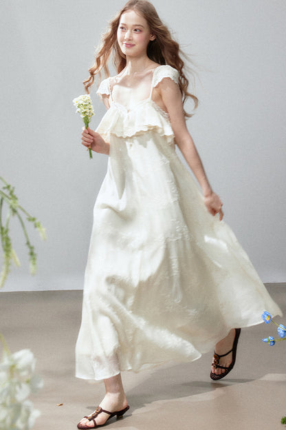 Lace Ruffle Vacation Dress