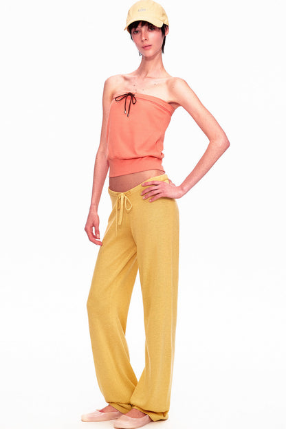 Wool Low-Waisted Drawstring Knit Pants