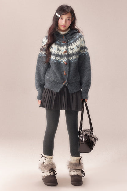 Fair Isle Toggle Knit Cardigan