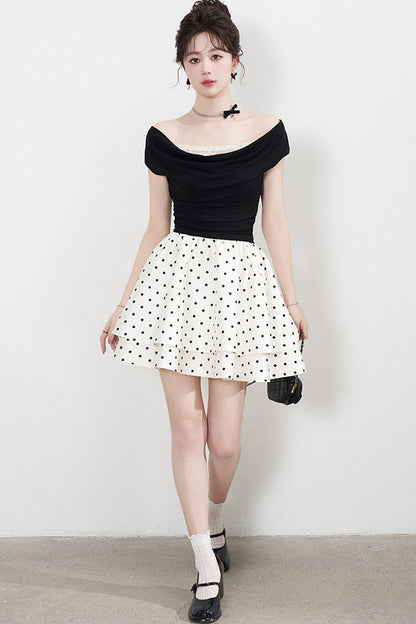 French Polka Dot A-Line Dress