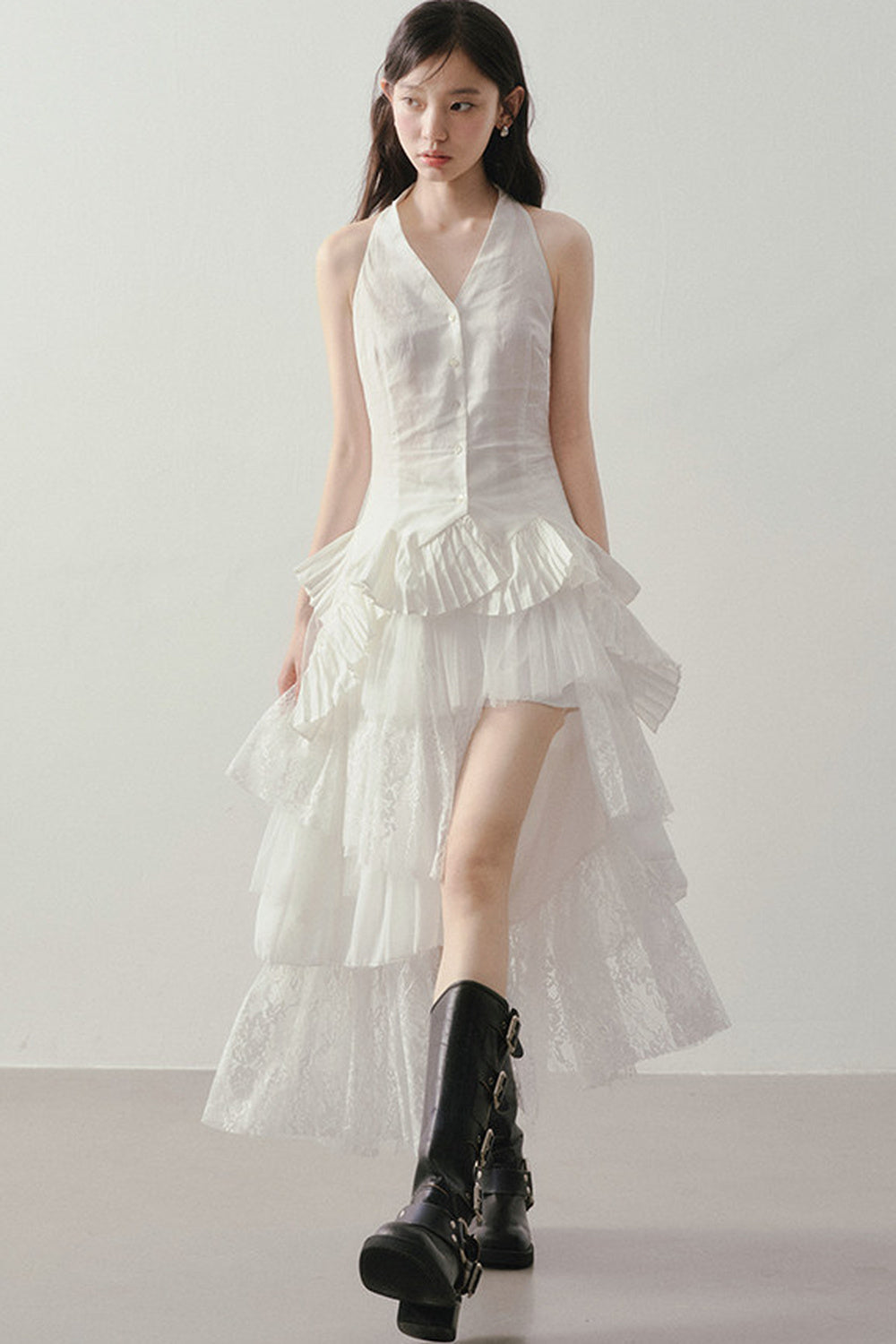 Asymmetrical Layered Lace Mesh Skirt