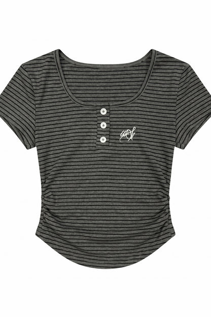 Striped Slim-Fit T-Shirt and Flared Pants Set-Up