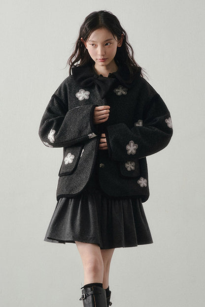 Misty Black Pleated Vest and Shirt Dress Set