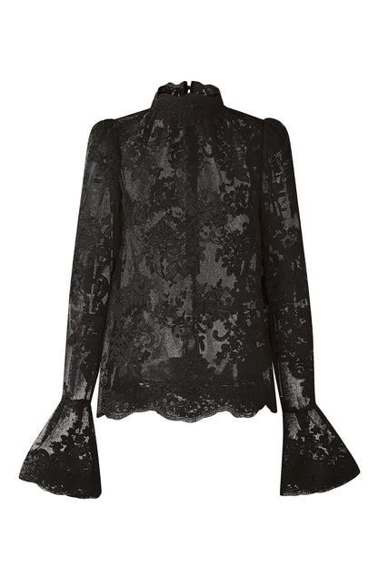 Blusa in rete e pizzo francese