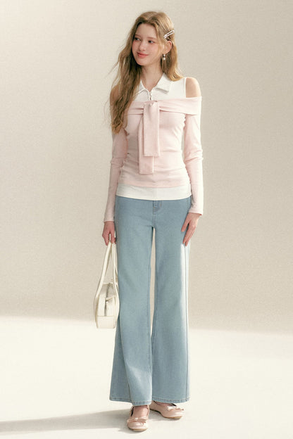 Off-Shoulder Layered-Look Tie Top