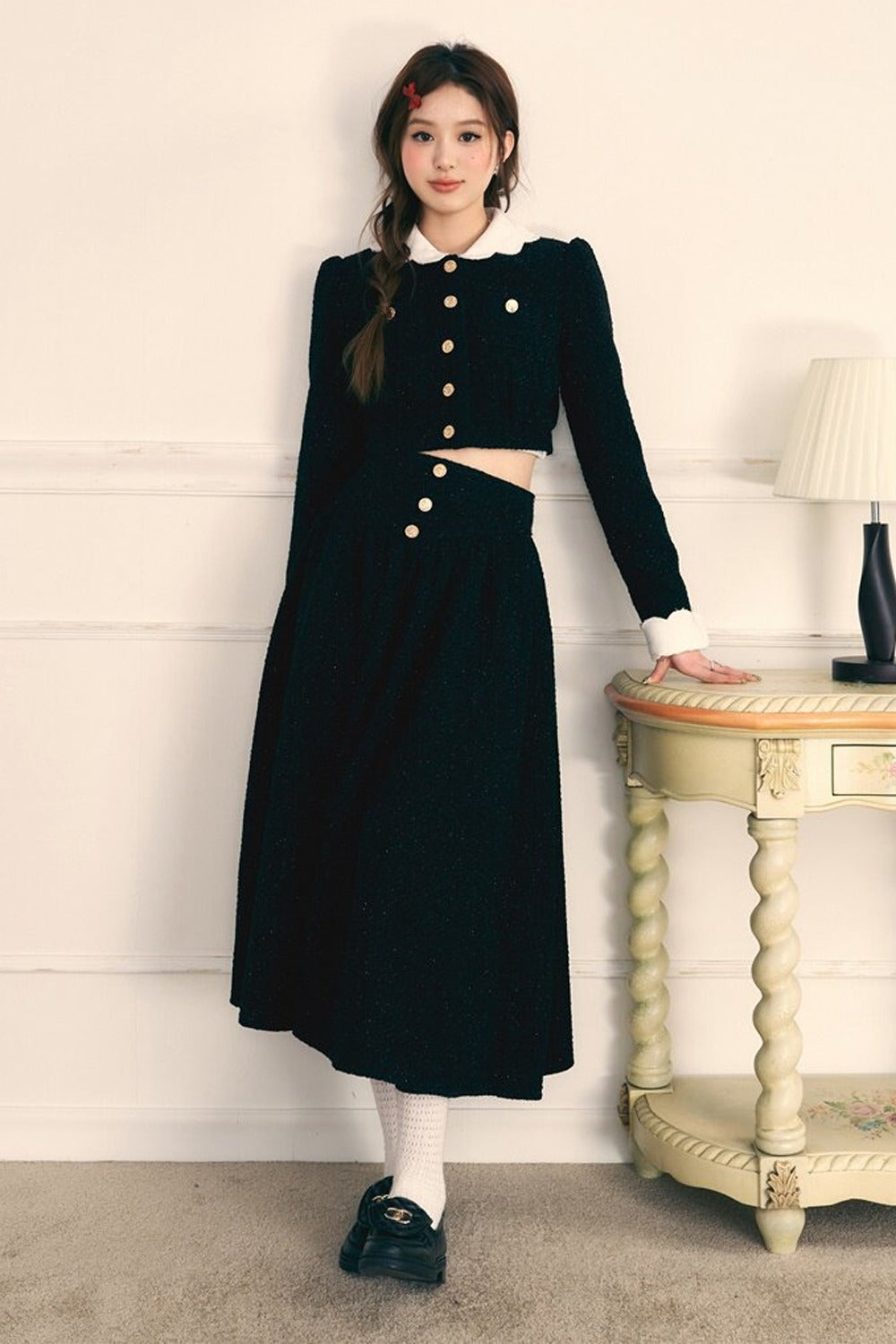 Tweed Jacket and Long Skirt Two-Piece Set