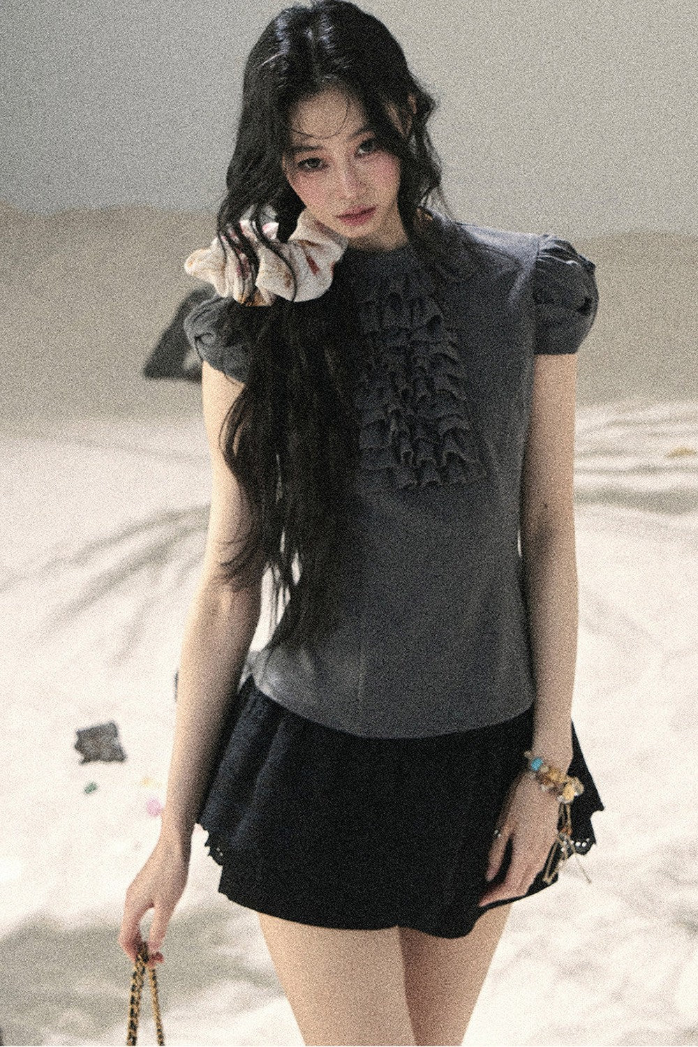 French Ruffle Puff Sleeve Top
