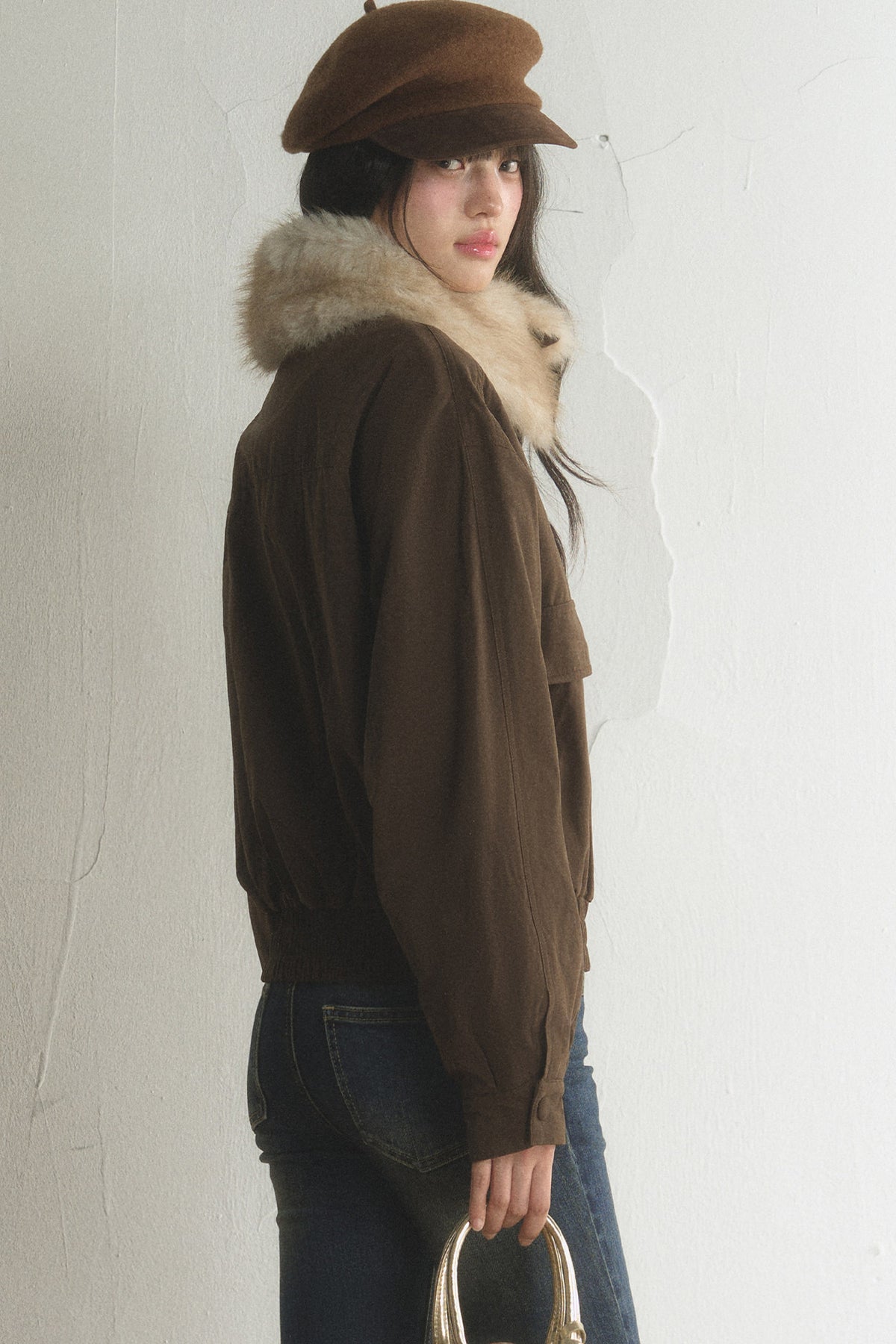 Loose Short Fur Collar Jacket