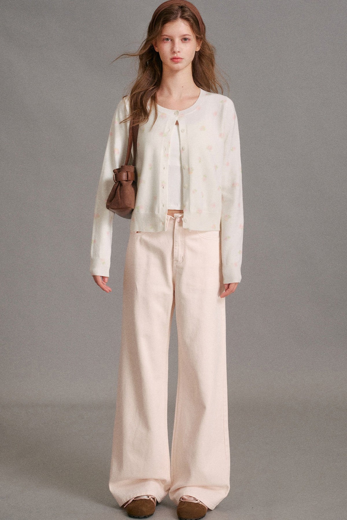 Long-Sleeved Hand-Painted Rose Cardigan
