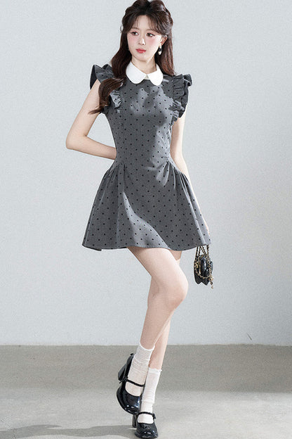 Polka-Dot-Kleid mit Flatterärmeln