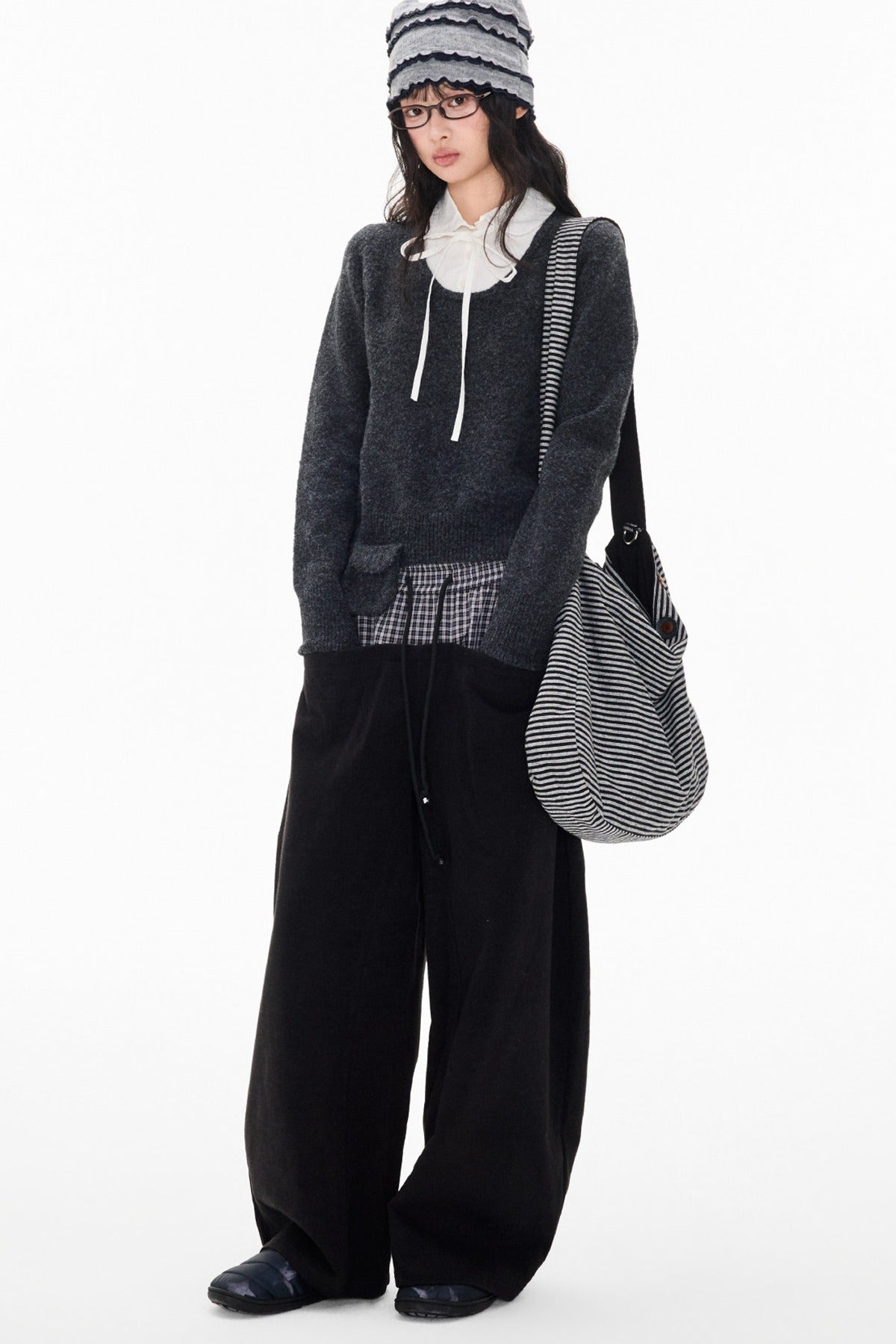 Patchwork Doll Collar Pullover Sweater