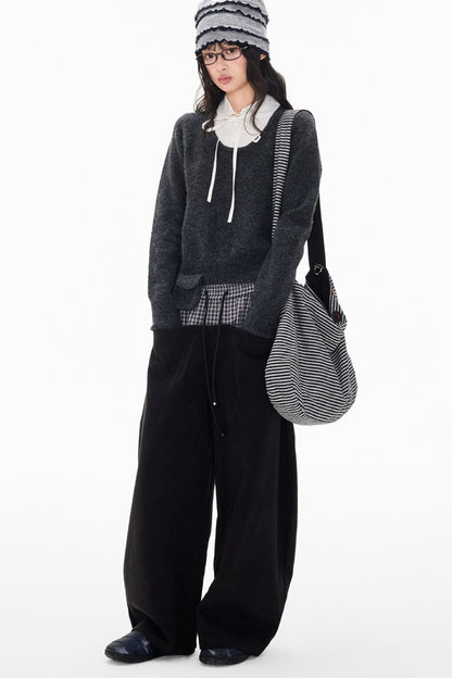 Patchwork Doll Collar Pullover Sweater