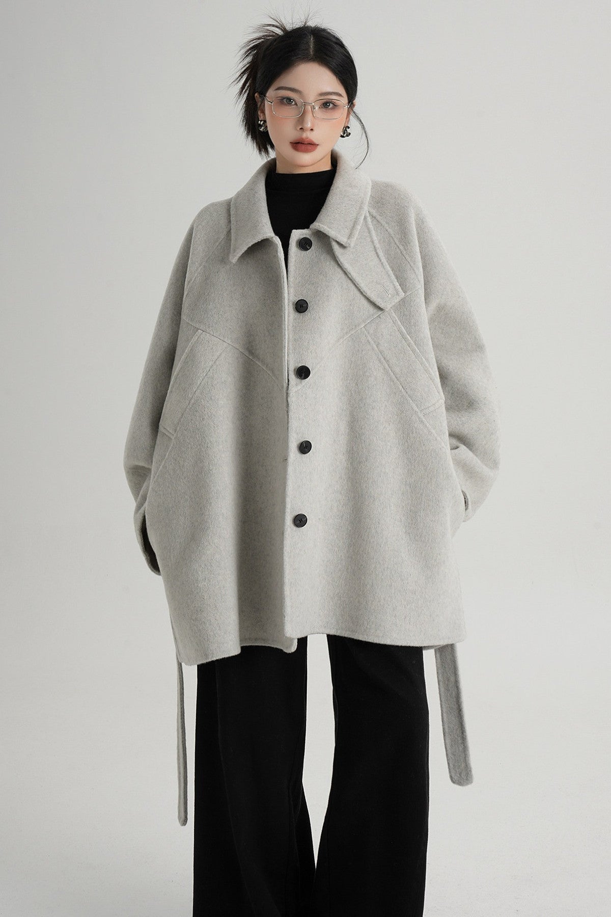 Mid-Length Armor Collar Wool Coat