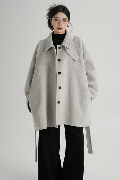 Mid-Length Armor Collar Wool Coat