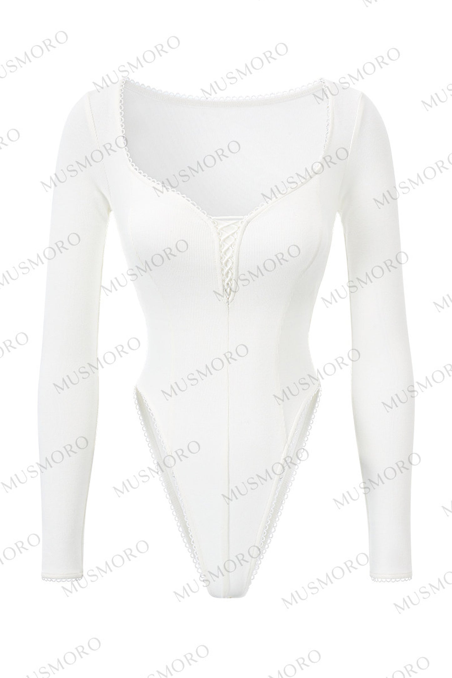 Lace Trim Long Sleeve Bodysuit