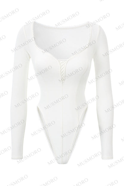 Lace Trim Long Sleeve Bodysuit