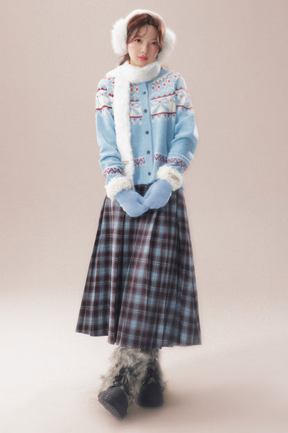 Bowknot Fair Isle Sweater Cardigan
