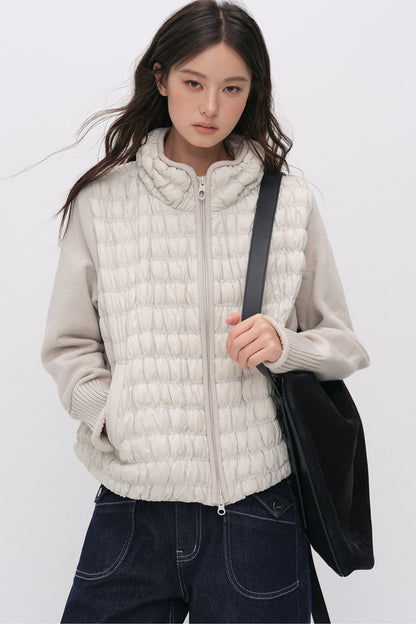 Knit Spliced Quilted Down Jacket