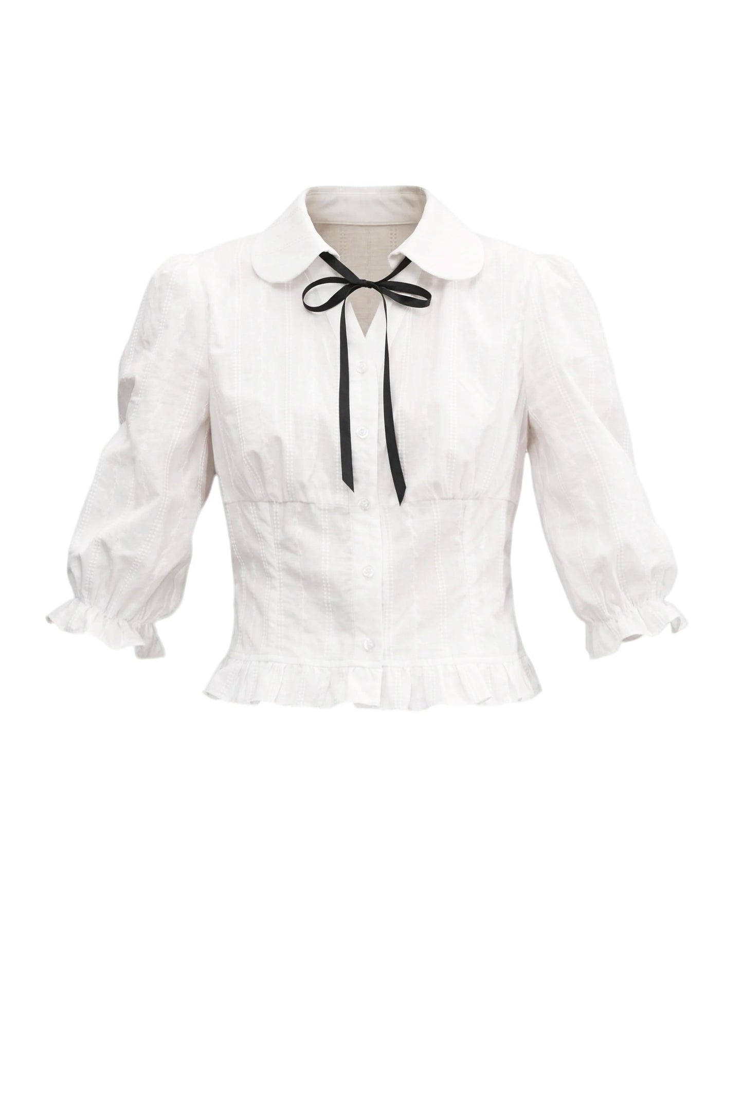 Conjunto de camisa de media manga con cuello Peter Pan y falda ajustada a la cadera
