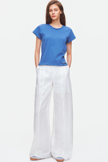 Rolled Hem Cotton T-Shirt