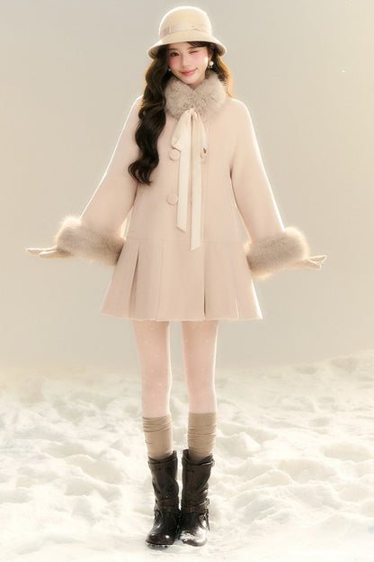 Bow Collar Woolen Coat