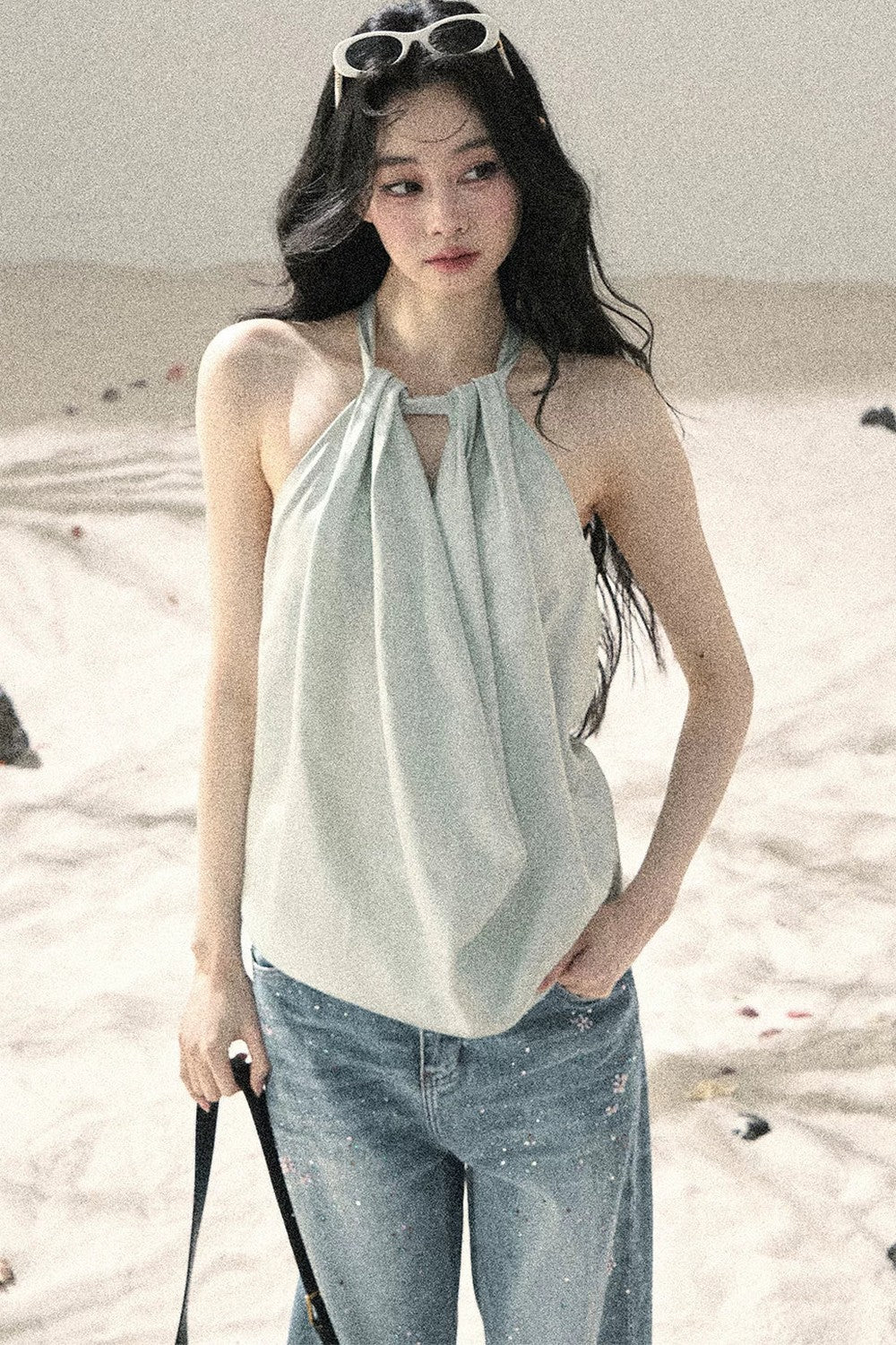 French Silk Backless Halter Top