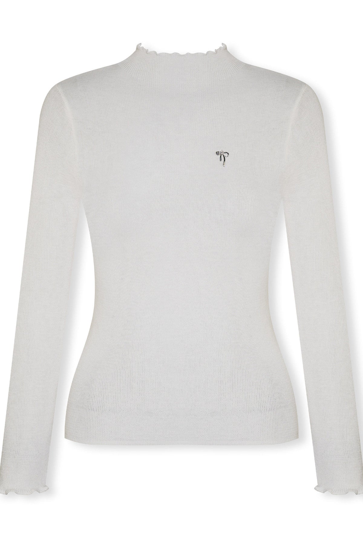 Ruffled Half-Turtleneck Long-Sleeve Base Layer Top
