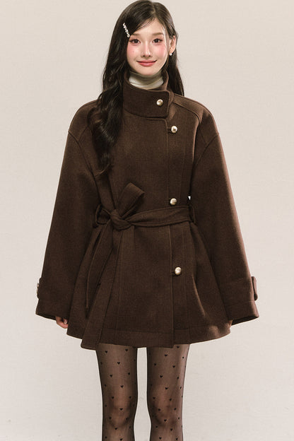 Retro Woolen Stand-Collar Coat