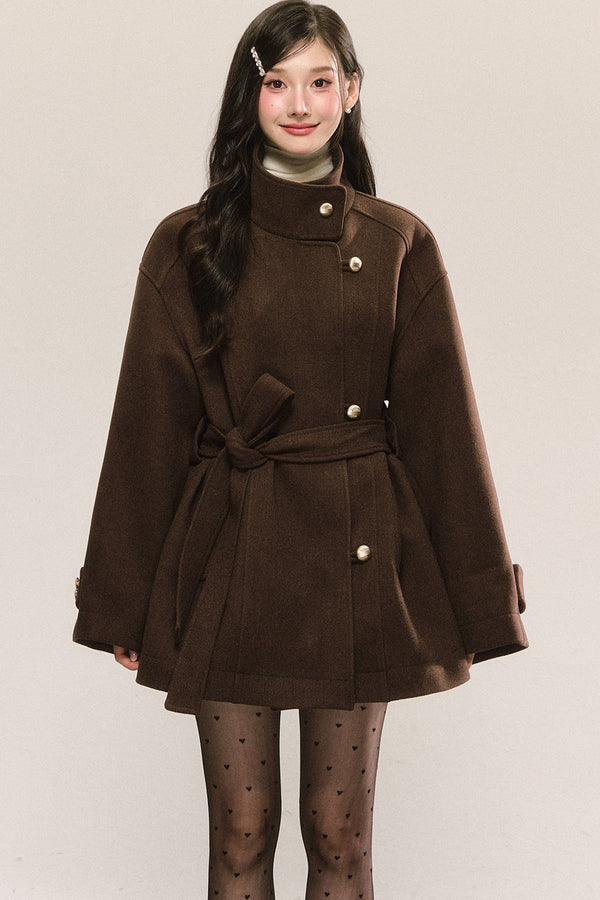 Retro Woolen Stand-Collar Coat
