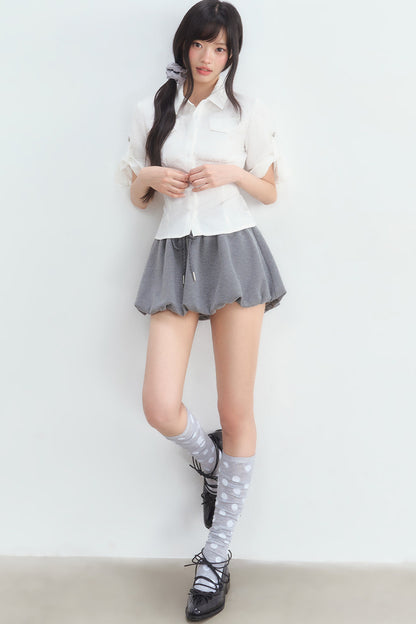 Textured White Double Pocket Shirt
