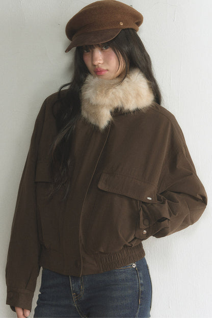 Loose Short Fur Collar Jacket