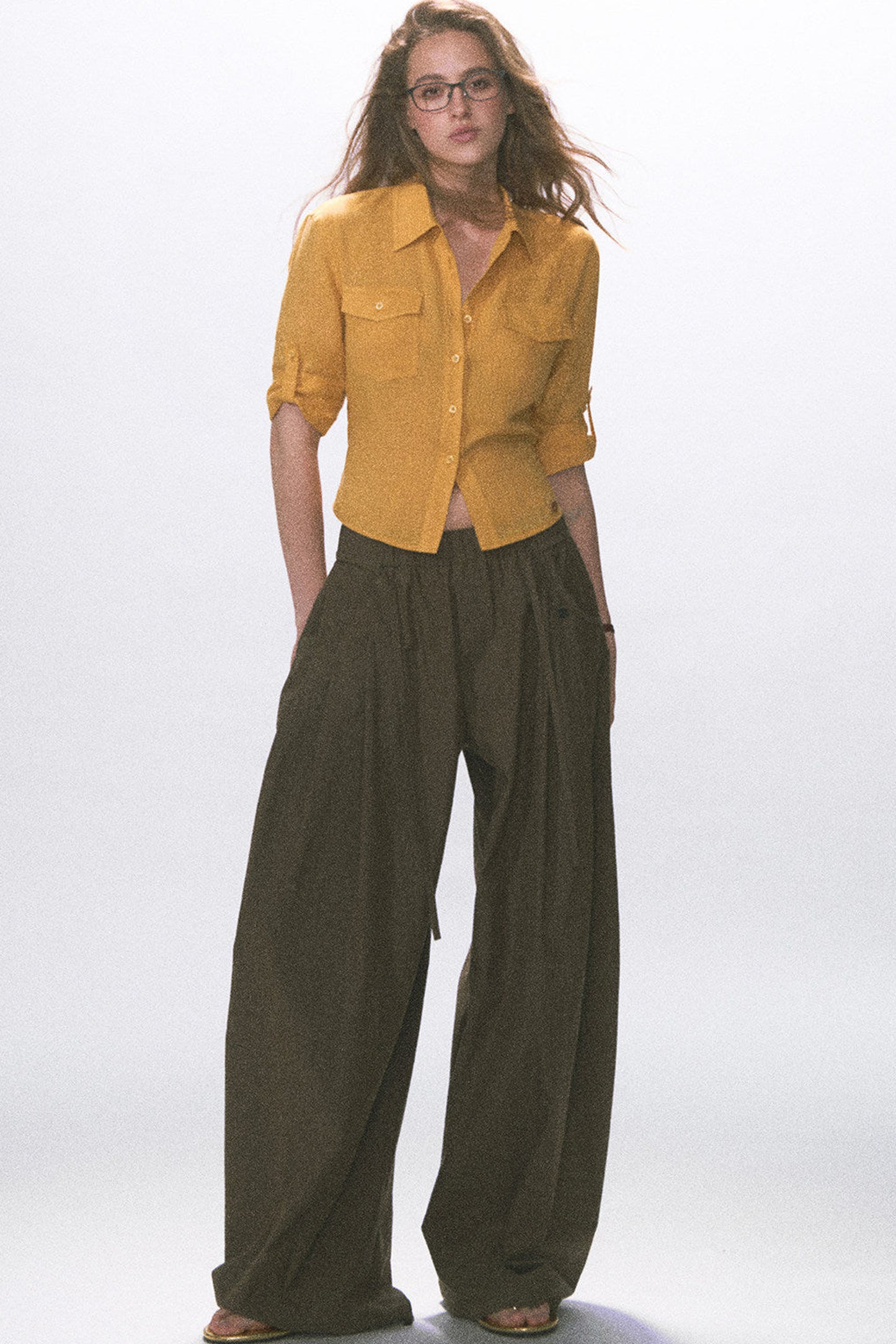 Linen Waist-Cinching Blouse