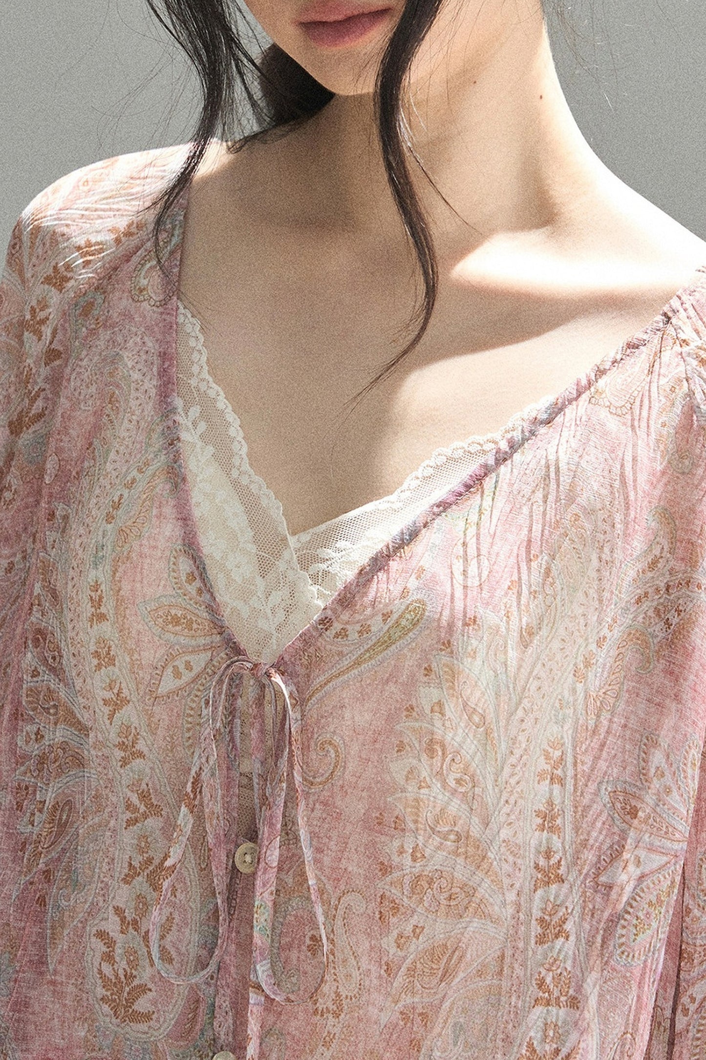 Chiffon Bell-Sleeve Blouse