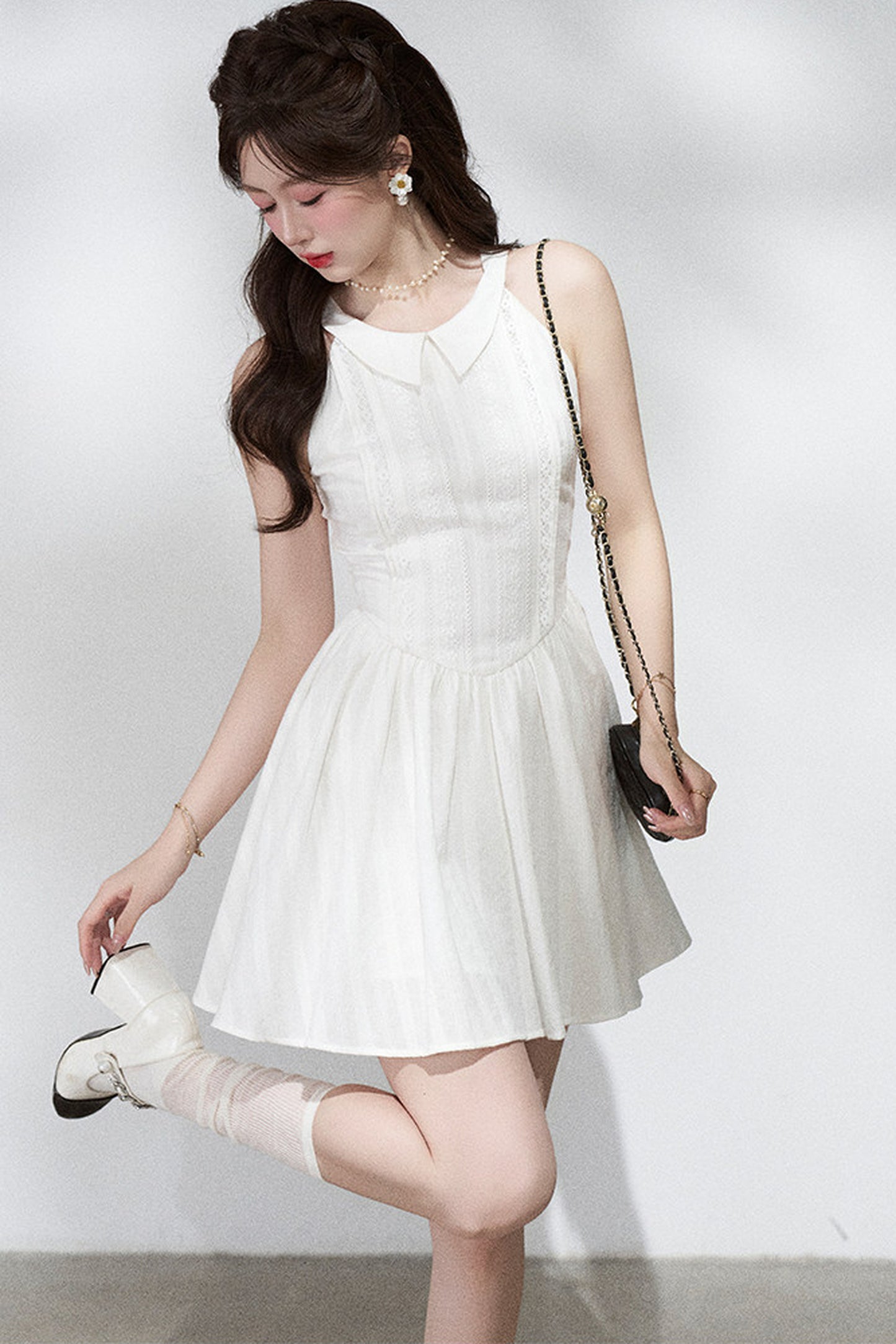 French Collar Bow Dress