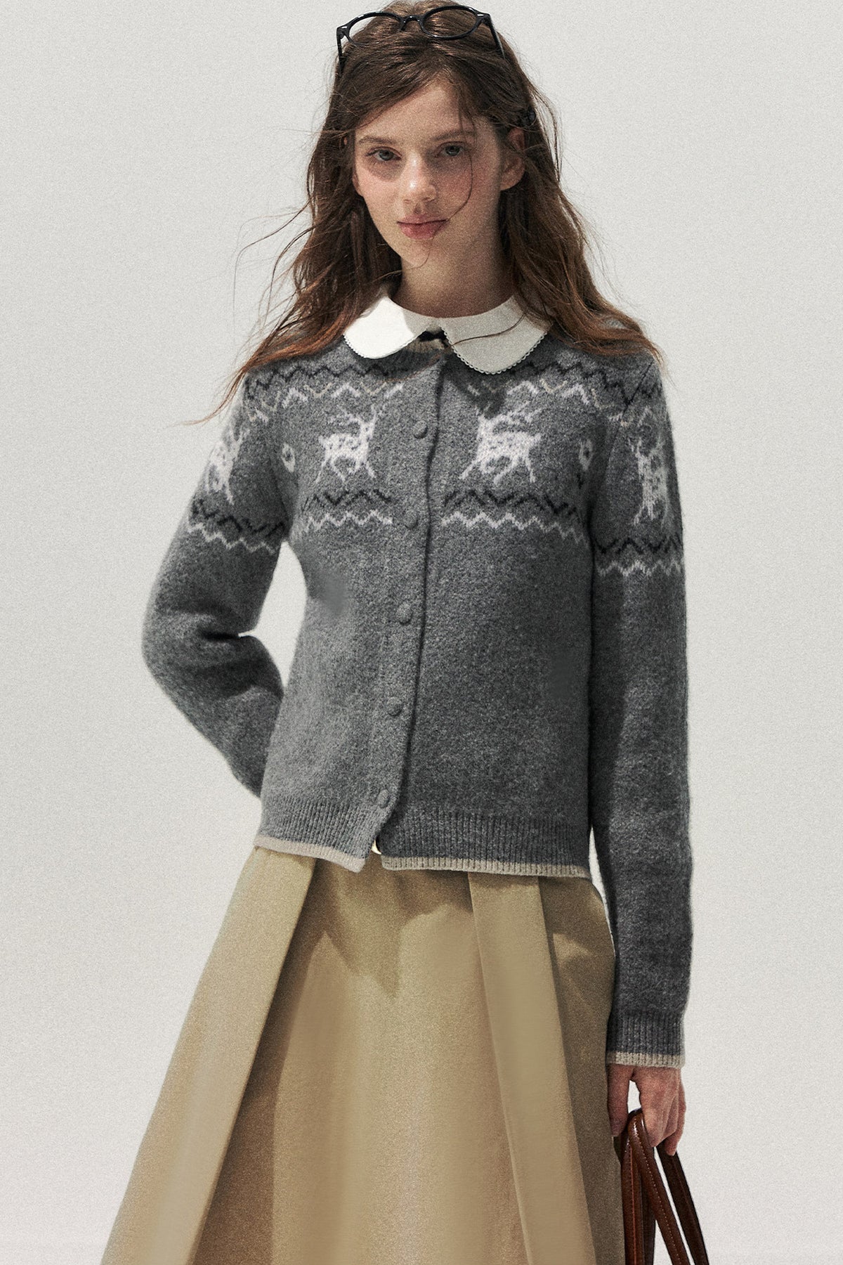 Deer Fair Isle Knit Cardigan