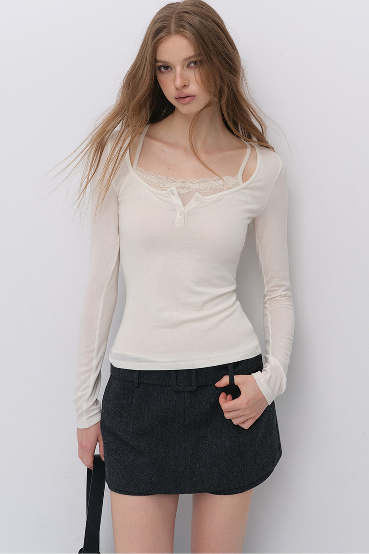 Belted Wool A-Line Skirt