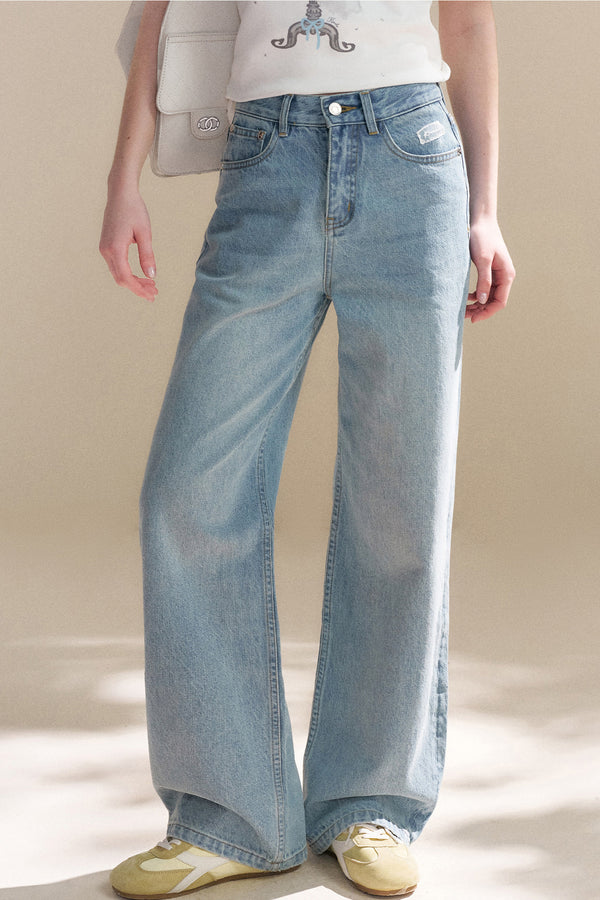 Hand-Painted Puppy Denim Pants